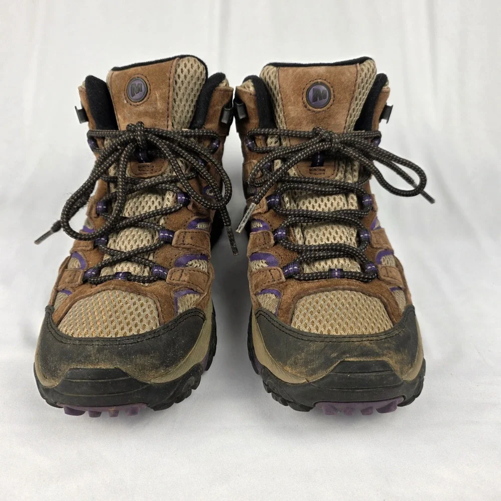 Merrell Womens Hiking Boots Waterproof Bracken Purple Size 8.5‎ Vibram Sole